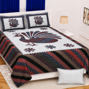 Premium Cotton Peacock Print Bedsheet